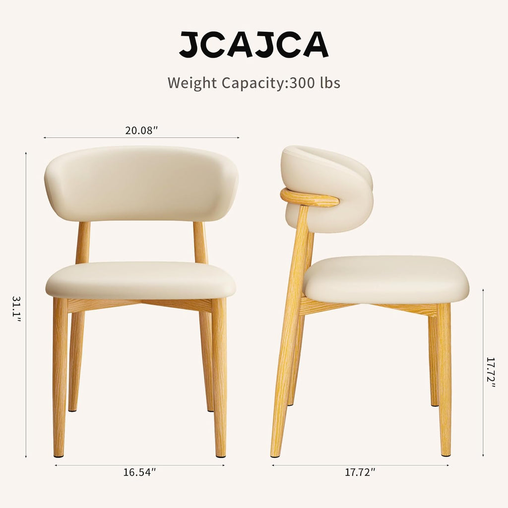 Kitchen Dining Chairs Set of 4 Modern Upholstered Leather Farmhouse Dining Room Chair with Metal Legs, Beige