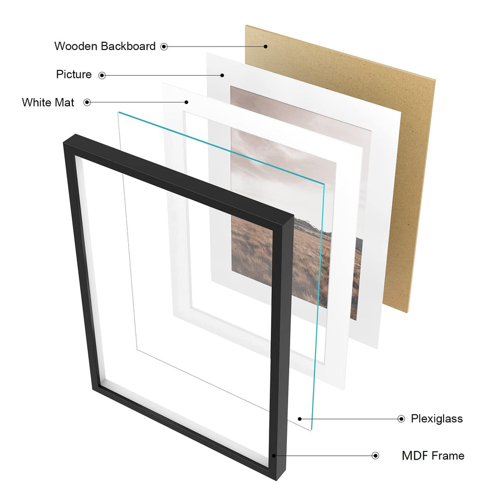 Gallery Wall Frame Set, 8 Pack Neutral Wall Decor, Black, Large
