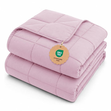 Weighted Blanket for Adults 15lbs, 48"x72", Pink Twin Full Size Heavy Throw Blanket, Cooling, Breathable, Microfiber