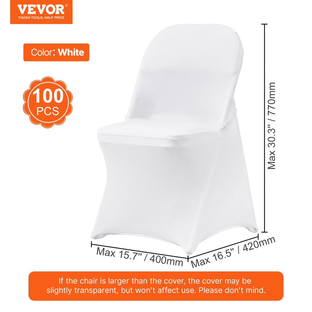 100 Pcs Stretch Spandex Folding Chair Covers Universal Fitted White