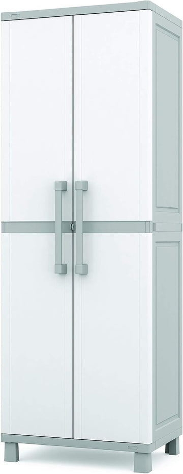 Storage Cabinet with Doors and Shelves for Laundry Room, Garage, Bathroom Accessories, Closet and Home Organization