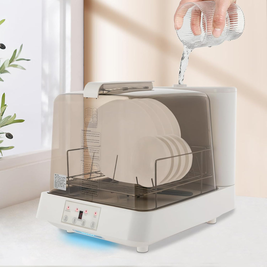 Portable Countertop Dishwasher, Automatic Dishwashing w/6 Programs & 5L Tank, Small Dishwasher for Apartments & RV