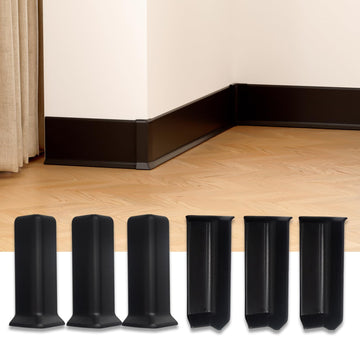 Self Adhesive 6 Inch Baseboard Corner Blocks, Black, 6-Piece Set
