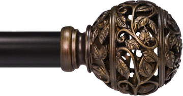 Curtain Rods For Windows, 1 Inch Heavy-Duty Adjustable Decorative Curtain Rods With Branches Leaves