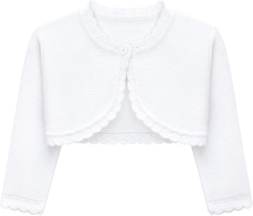 Baby Girls' Long Sleeve Cardigan Knit Button Closure Bolero Shrug