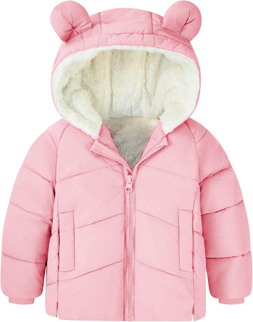 Toddler Girls Boys Winter Teddy Coat - Kids Fleece Jacket with Hood