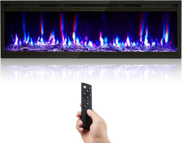50 in Electric Fireplace Inserts, 750/1500W Recessed and Wall Mounted Fireplace Heater with Remote Control