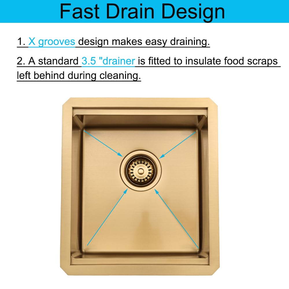 Brass Bar Sink Undermount, 15 x 17 Inch