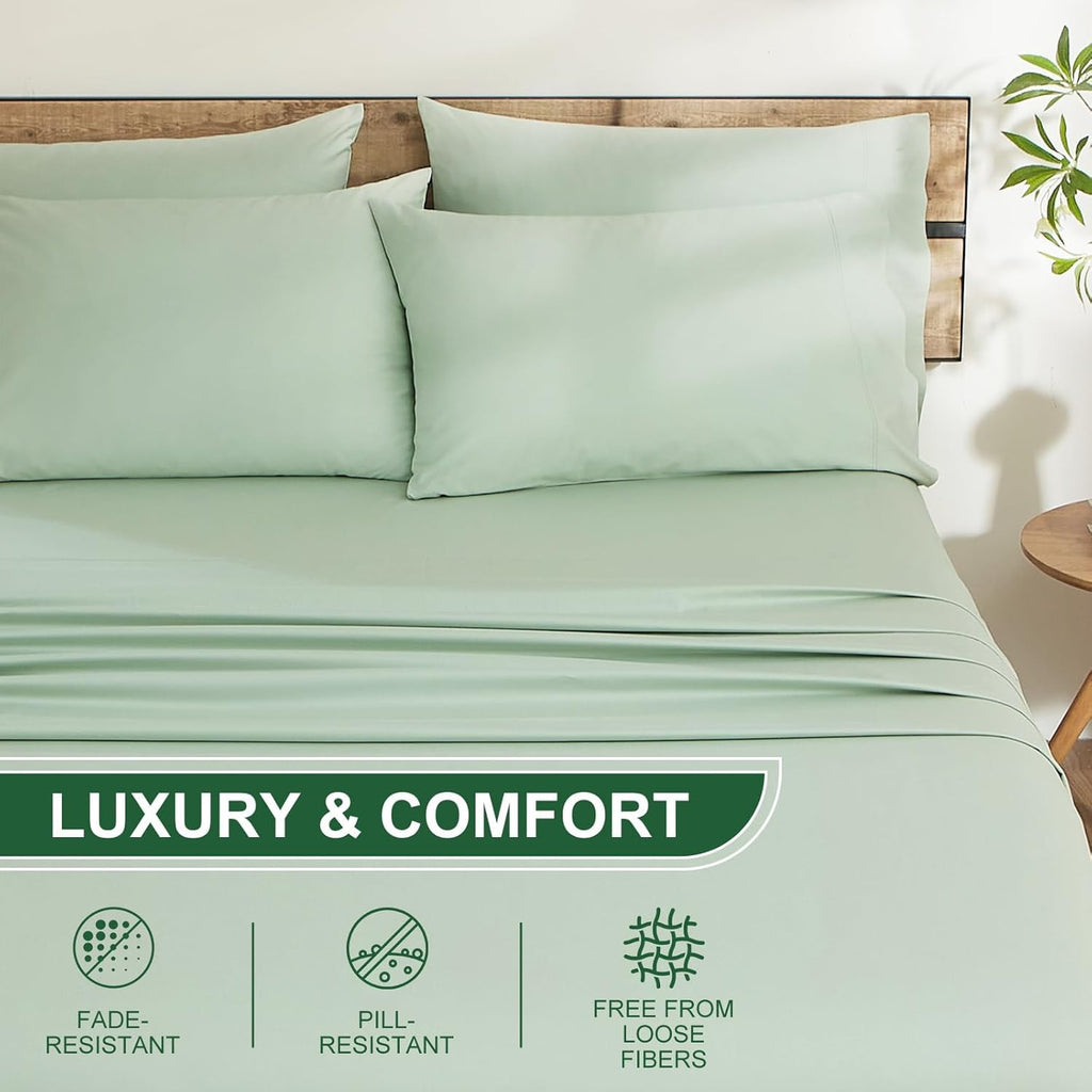 100% Egyptian Cotton Sheets Full Size Set - 1200 Thread Count 6 PC