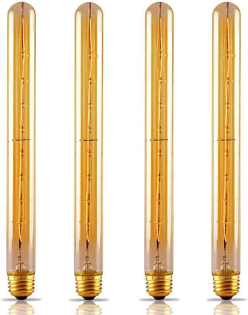 T300 Vintage LED Filament Bulb 40W Antique Edison Bulb Warm White 2200K Tubular Amber Glass Incandescent Decorative