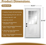 36 X 80 Exterior Door with Glass, Modern Front Door for House Exterior, Entry Doors for Home, Primed Fiberglass, Left