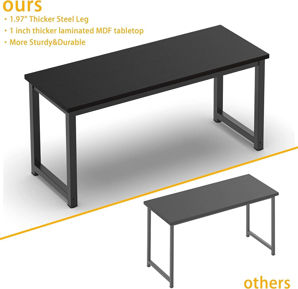 Modern Computer Desk 63 inch Large Office Desk Writing Study Table Desk Workstation Wide Metal Sturdy Frame Thicker