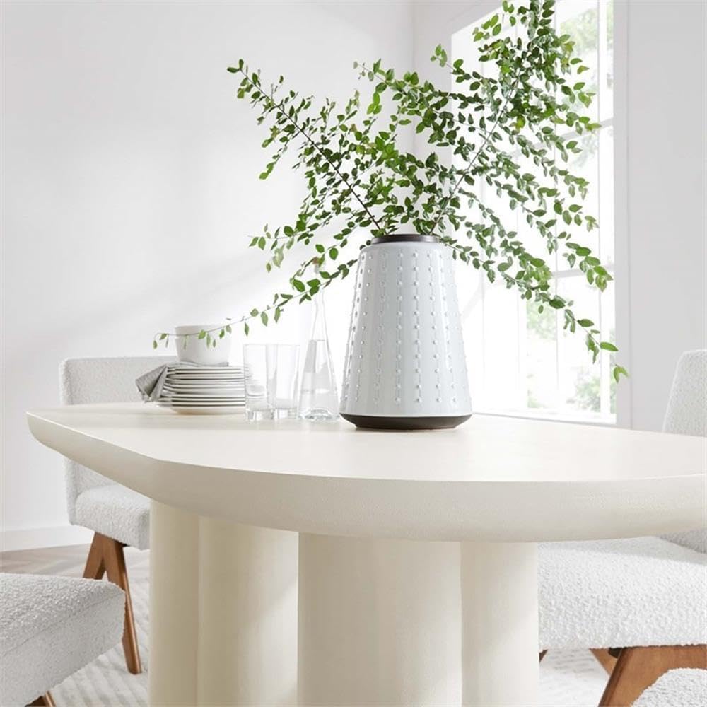 EEI-6764-WHI Caspian 72" Oval Concrete Dining Table, White