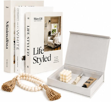 Aesthetic Decorative Books Set of 4 - Faux Decorative Book Boxes for Storage & Display, Fake Books Decor for Coffee