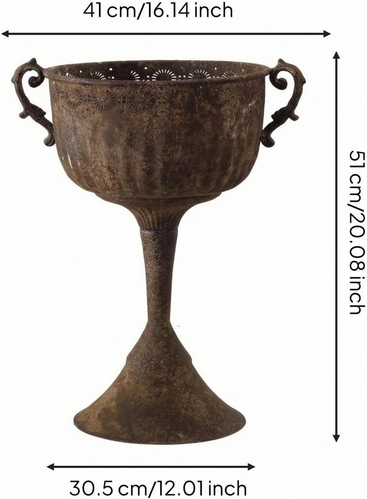 Outdoor Trophy Planter Urn Planter Pedestal Planter Decorative Urn Planter Flower Pot with Elevated Stemmed Base and
