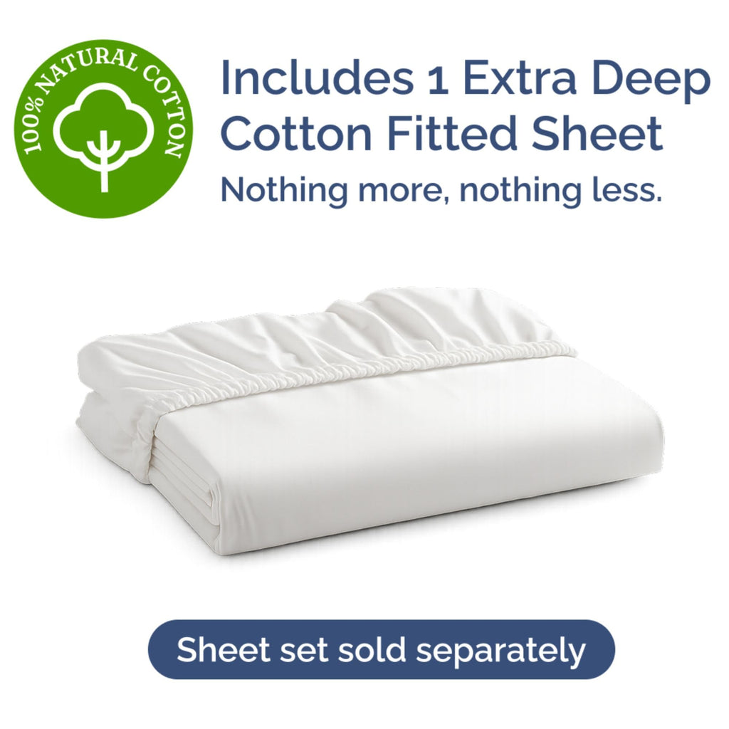 Extra Deep Cotton Fitted Sheet Queen Size - 400 Thread Count - White
