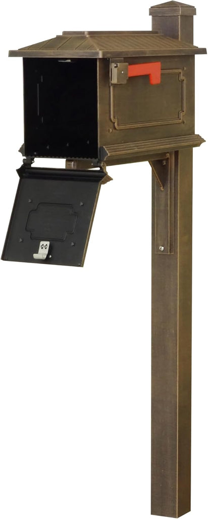 Kingston Curbside Mailbox with Wellington Post - Copper Aluminum Mailbox with Post