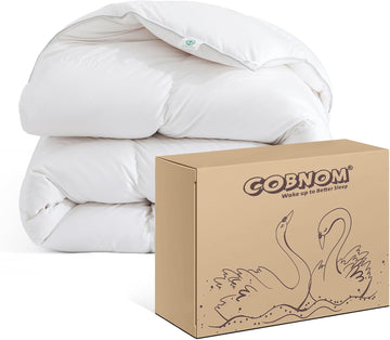 Feather and Down Fibres Comforter Queen - 100% Organic Cotton, Quill-Free & Ethical