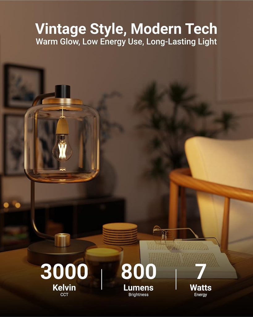 6 Pack A15 Light Bulb LED, Edison Style Bulb, Dimmable Vintage Filament Lighting, 800 LM, 7W (60W Equivalent), 3000K