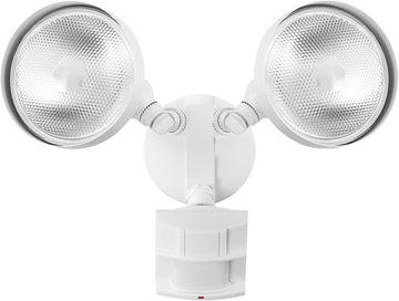 180-Degree 240 W Twin Head White Hardwired Motion Sensor Security Flood Light, Spotlight, Outdoor, Outside House