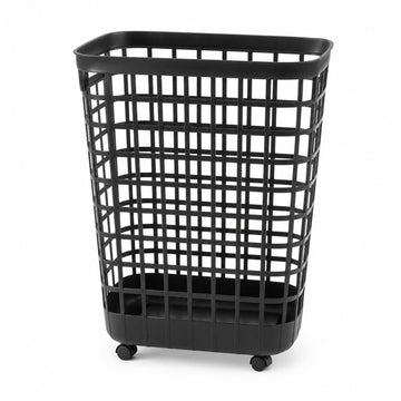 Black Rolling Laundry Hamper w/Casters, 2.6 Bushel Capacity