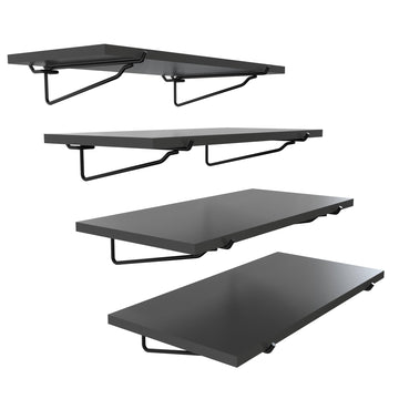 4 Pack Black 16 x 8 Inch Pegboard Shelves for 1/4 Inch Pegboards