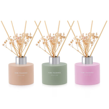 Vill 3 Pcsk Reed Diffuser, 4.06 oz(120ml) Linen/Vanilla/Jasmine Lily, Scented Aromatherapy Diffuser with 12 Black