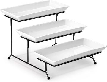 3 Tier Serving Trays for Party, Porcelain Serving Platters and Trays, 12 Inch Tiered Tray Stand, Fruit Tray, Trays