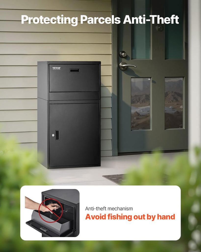 Package Delivery Boxes 38.6 in Mailbox for Parcel with Lock, Galvanized Steel Package Drop Box with Anti-Theft Design