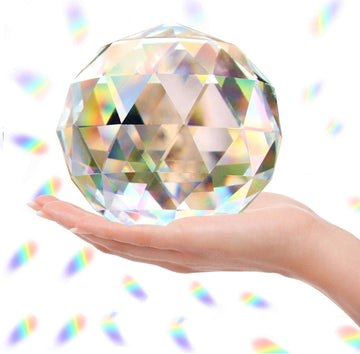 Clear Glass Crystal Ball Prism Suncatcher Rainbow Maker, Sphere Faceted Gazing Ball for Window, Feng Shui
