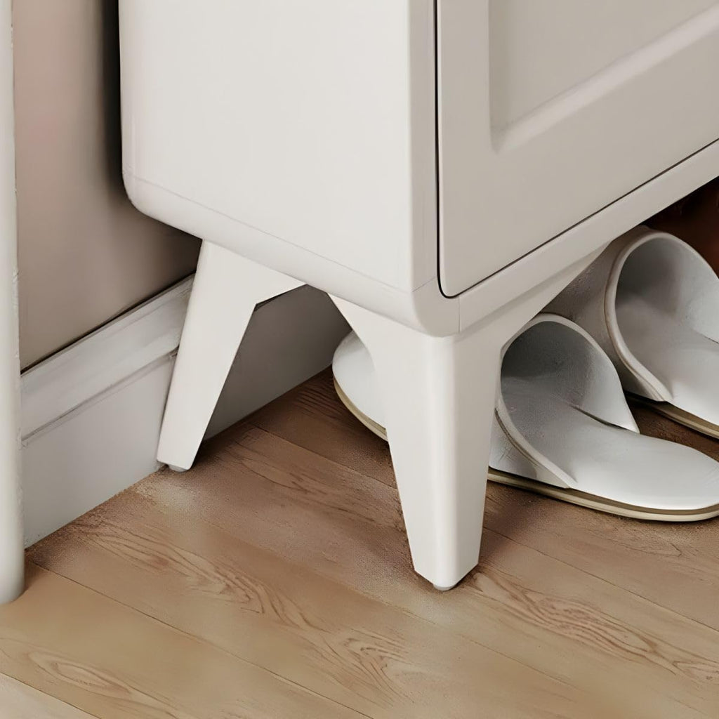 Shoe Storage Cabinet with Drawers & Adjustable Shelves Cream Ultra-thin Flip Shoe Cabinet Door Indoor Entrance Porch