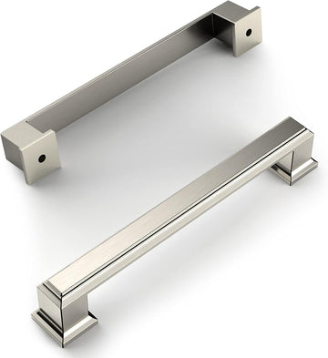 10 Pack Brushed Satin Nickel 5 Inch(128mm) Hole Centers Kitchen Cabinet Pulls Cabient Hardware Kitchen Handles for Cabinets Cupboard Handles Drawer Pulls