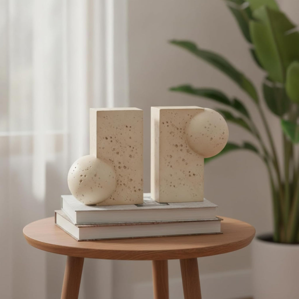 Sculptural Bookends Decorative Geometric Bookends Abstract Decor for Study Desk