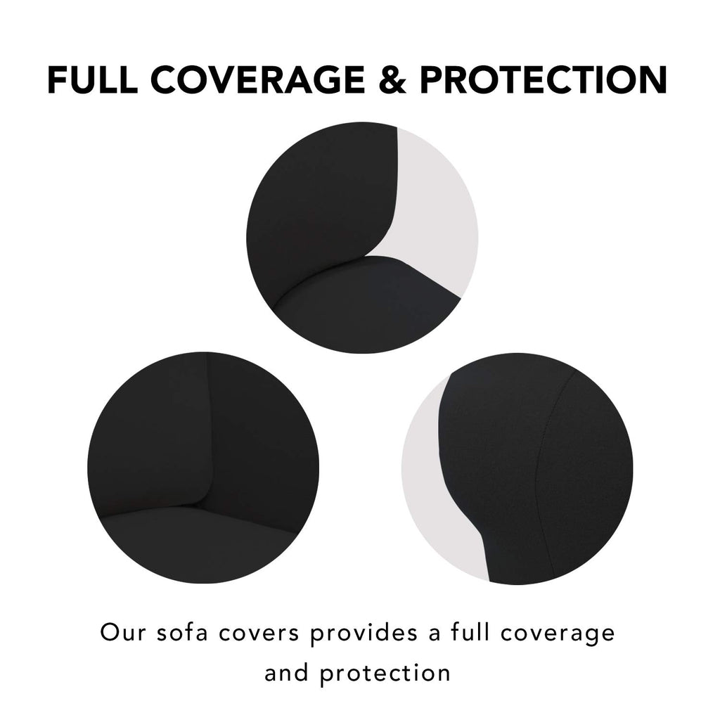 Stretch Oversized Couch Covers Fleece Sofa Slipcovers Black