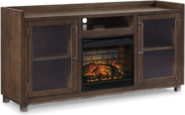 Modern 70" TV Stand with Electric Fireplace for TVs up to 80", Dark Brown