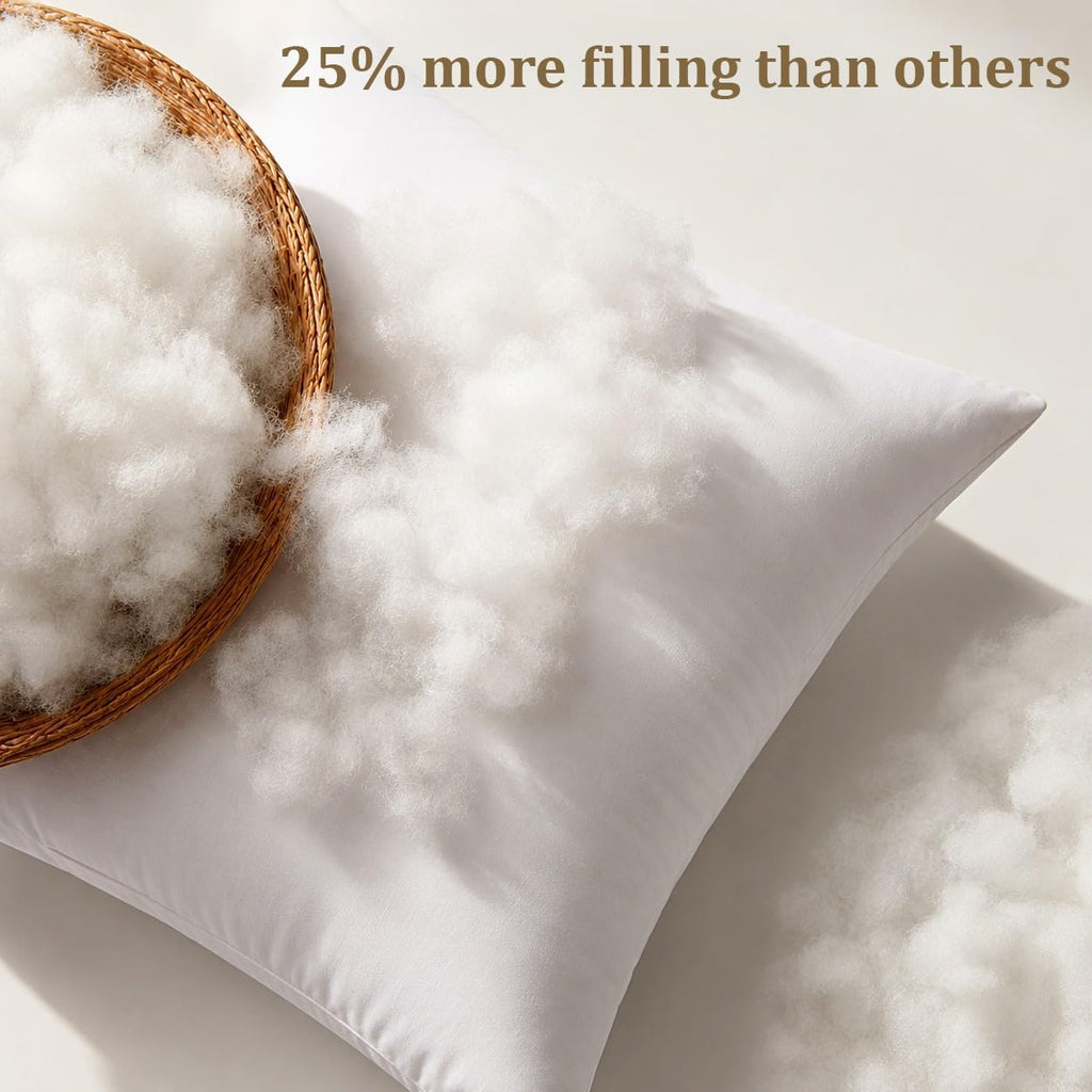 White Throw Pillow Insert - 20 x 20 Inch Down Alternative Pillows for Bed, Sofa and Couch - Fluffy - Set of 4