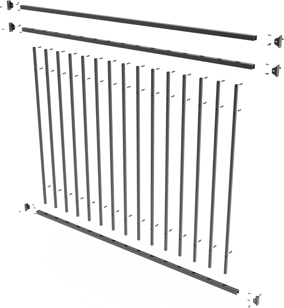 48 in. x 72 in. Aluminum Fence Kit, Textured Black