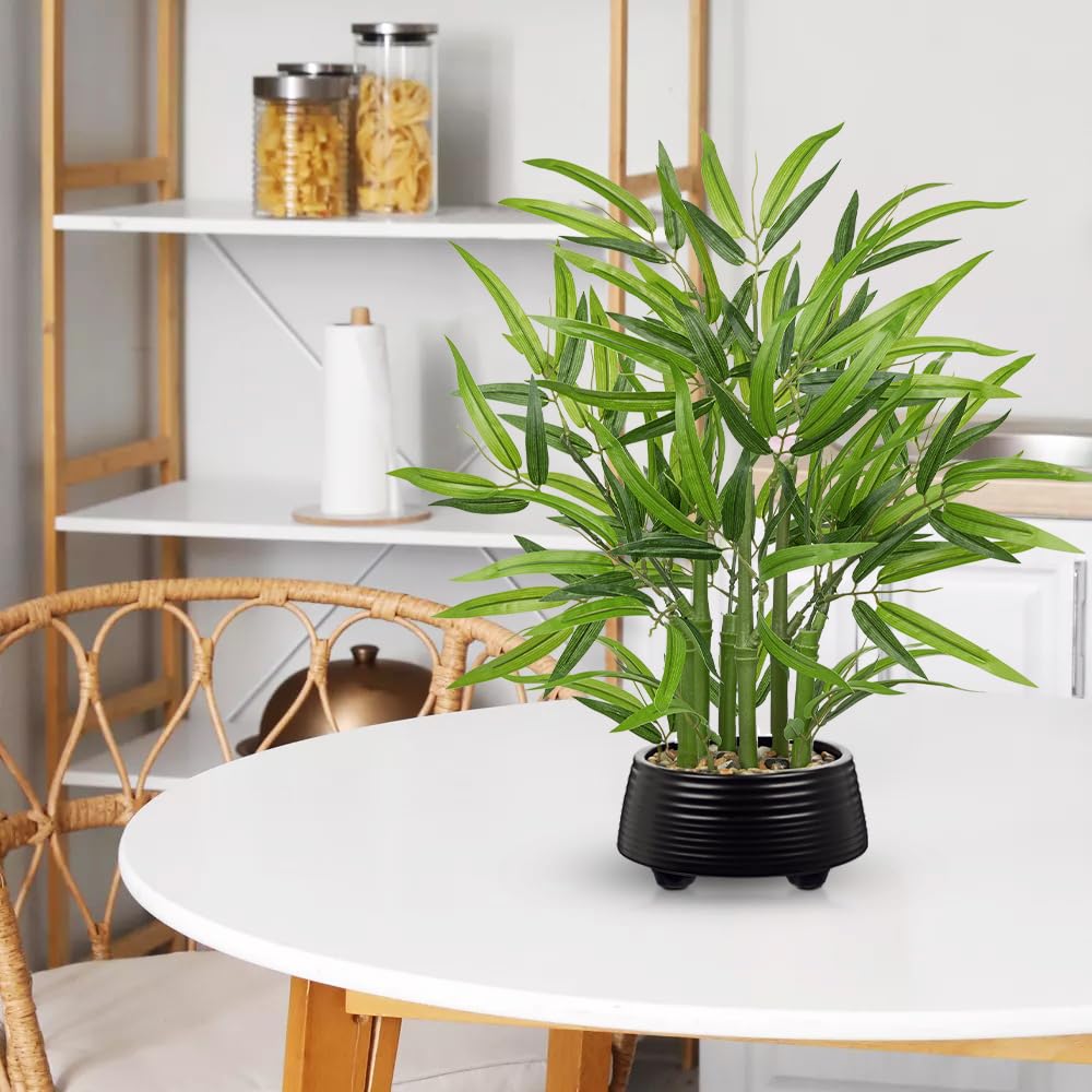 Artificial Bamboo in Black Ceramic Potted Fake Bamboo Plant