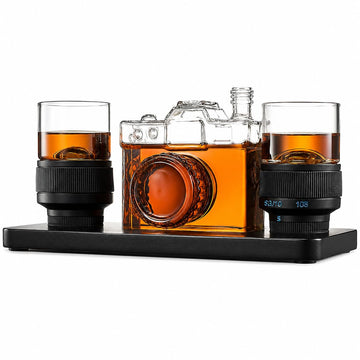 Camera Shaped Wine & Whiskey Decanter - 27.4OZ Photographer Unique Decanter Set with Beautiful Gift Box, Photo