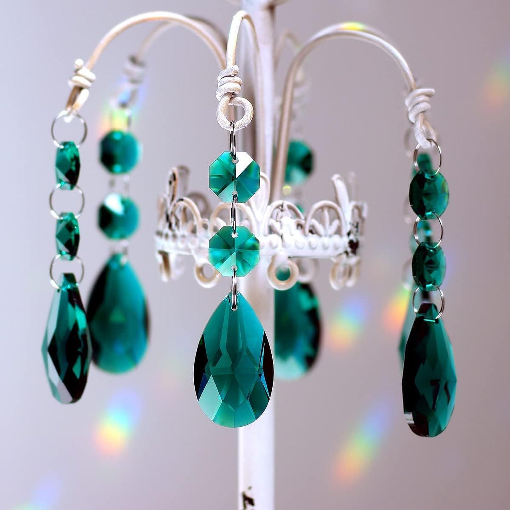 20pcs Teardrop Chandelier Lighting Crystal Pendant Accessories - Almond Prism Pendant Connected Glass Octagon Beads