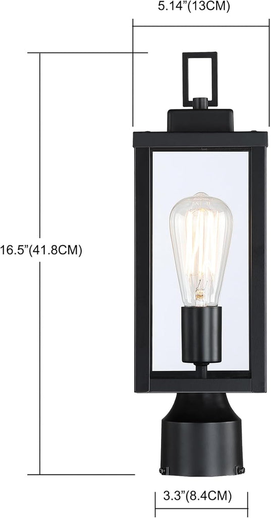 Outdoor Post Light, Pole Lantern, E26 Base 60W Max, Metal Housing Plus Glass, ETL Qualified, Bulbs not Included