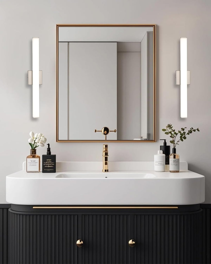 24" LED Square Vanity Light, 14W 4000K Dimmable, Brushed Nickel | Wall Bar Light, Rust & Moisture Resistant, Natural