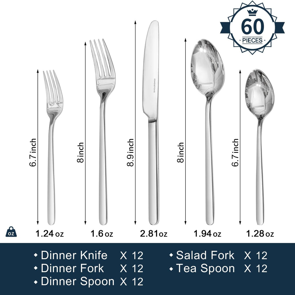 Silverware Sets, 60-Piece Flatware Set for 12