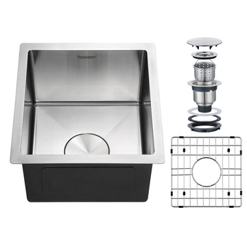 13x15 Undermount Bar Sink, Brushed Stainless Steel Small Sink