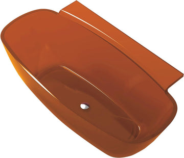 Vida 62 in Man Made Stone Round Flat Bottom Freestanding Bathtub in Translucent Honey Amber, Luxury Colorful Soaking