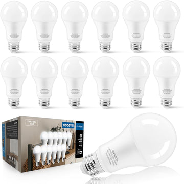 14W A19 LED Light Bulbs 100-125 Watt Equivalent, 12 Packs 1600LM Bright 5000K Daylight White LED Bulbs, E26 Medium