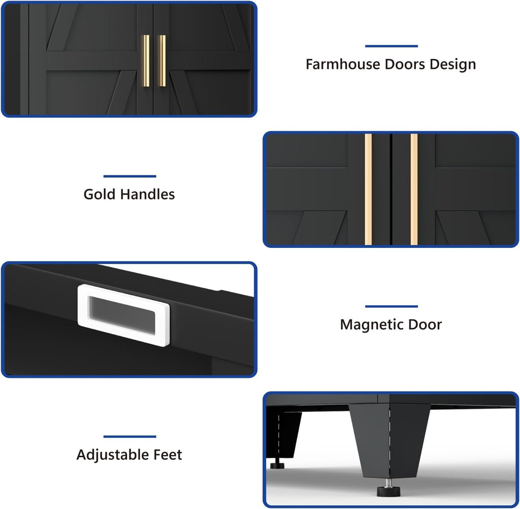 Armoire Wardrobe Closet with Drawers & Hanging Rod, 71'' Metal Wardrobe Closet with Doors & Adjustable Shelf