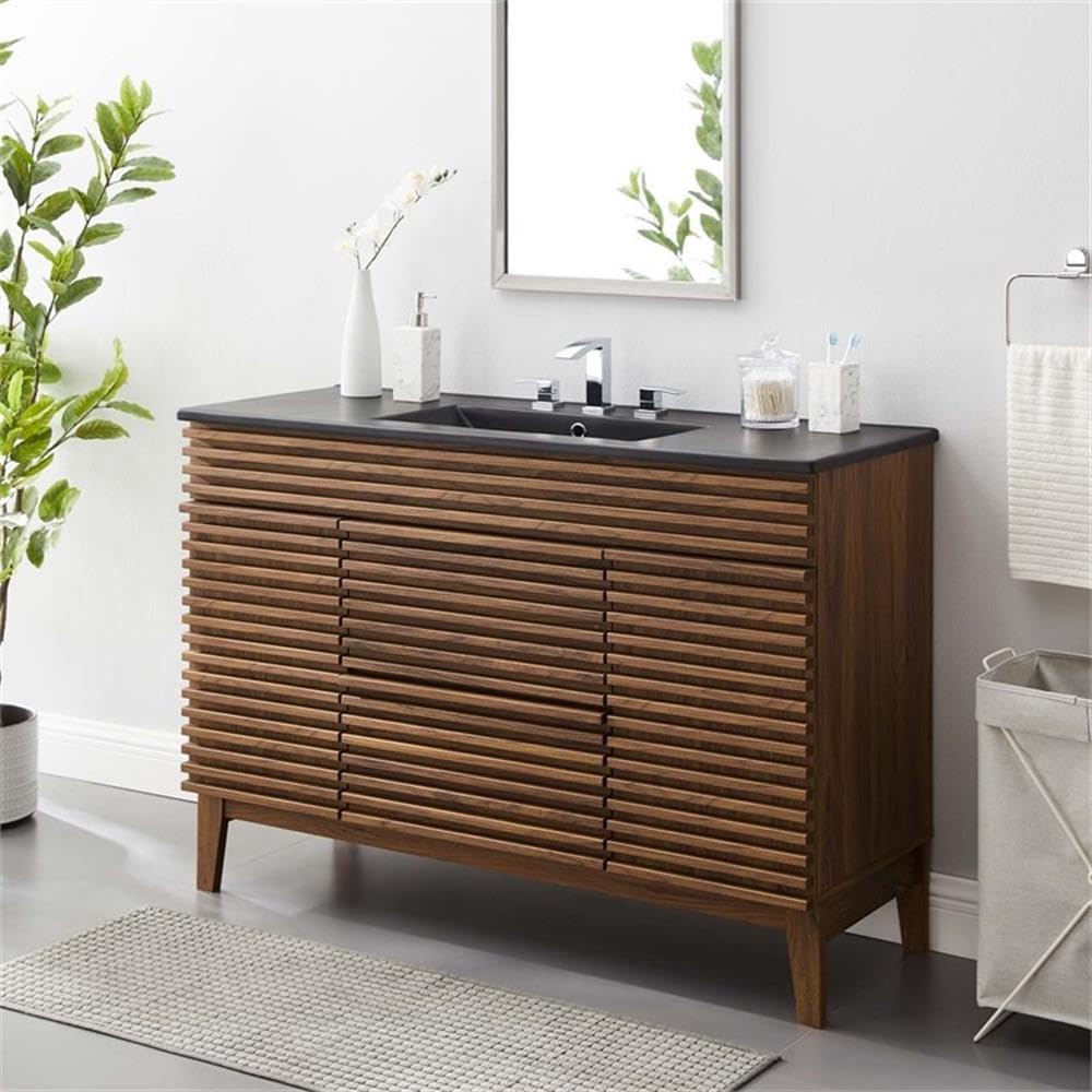 Render 48" Single Bathroom Vanity in Walnut Black