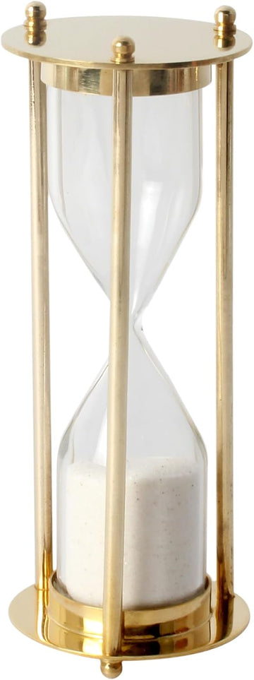 5" Decorative Brass Sand Timer Hourglass, Vintage Hourglass Timer for Gifts Desk Office Wedding Home Decor