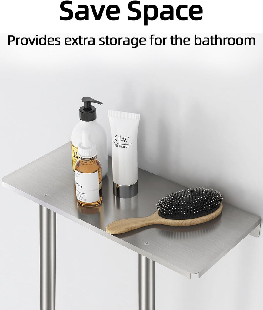 Bathroom Towel Storage , Wall Towel Rack for Rolled Towels, 30 inch Towel Holder Wall Mounted with Metal Shelf Can